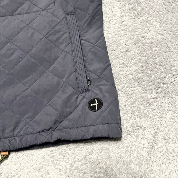 Relwen Quilted Tanker Vest Mens Medium Blue Insulated Zip Snap Puffer Lined - Picture 2 of 8